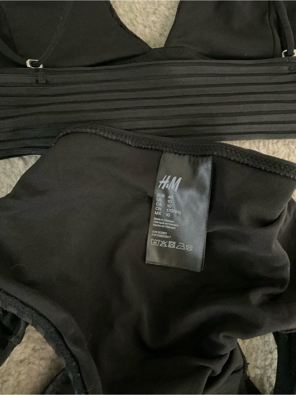 H&M Black Ribbed Triangle Bikini Set - Picture 5 of 6
